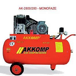 AKKOMP - AK-2800-200- 200 LT - TEK KADEMEL MONOFAZE KOMPRESR